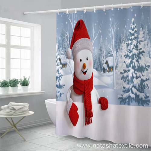 Christmas digital prinitng non-perforated shower curtain